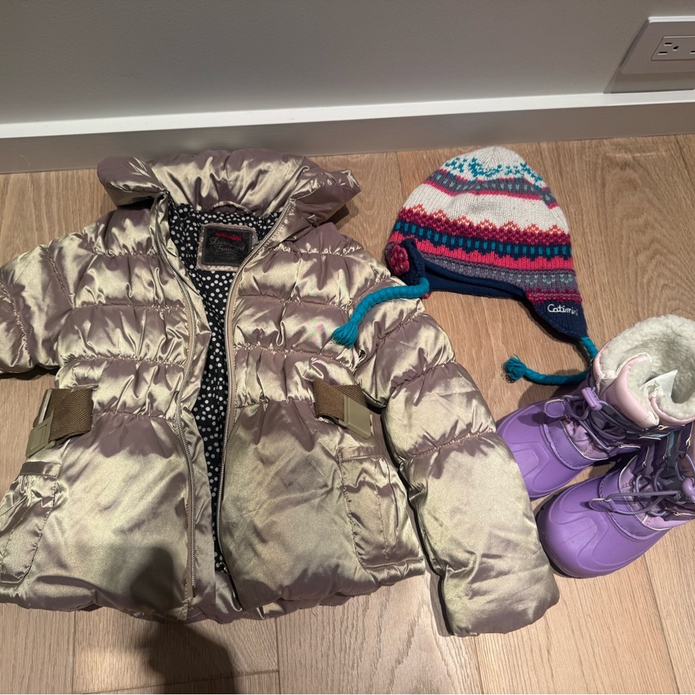 Catimini Gold Puffer Jacket with Accessories